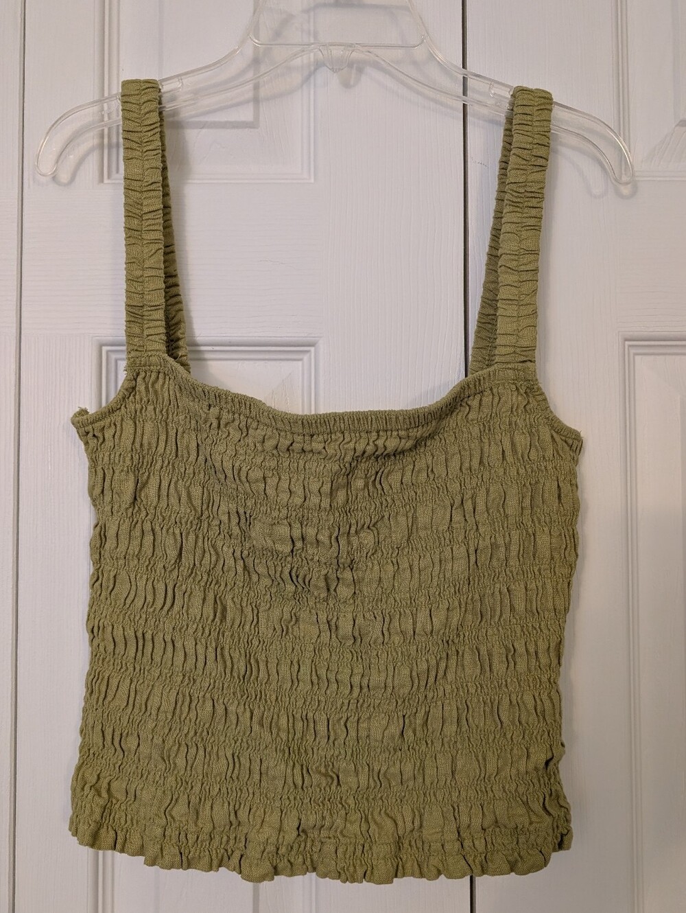 Michael Kors Lichen Green Crinkle Crop Tank